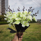 Orquídeas phalaenopsis artificiales con resistencia a los rayos UV de 17" 4 arbustos para jardín, balcón y terraza - Verde