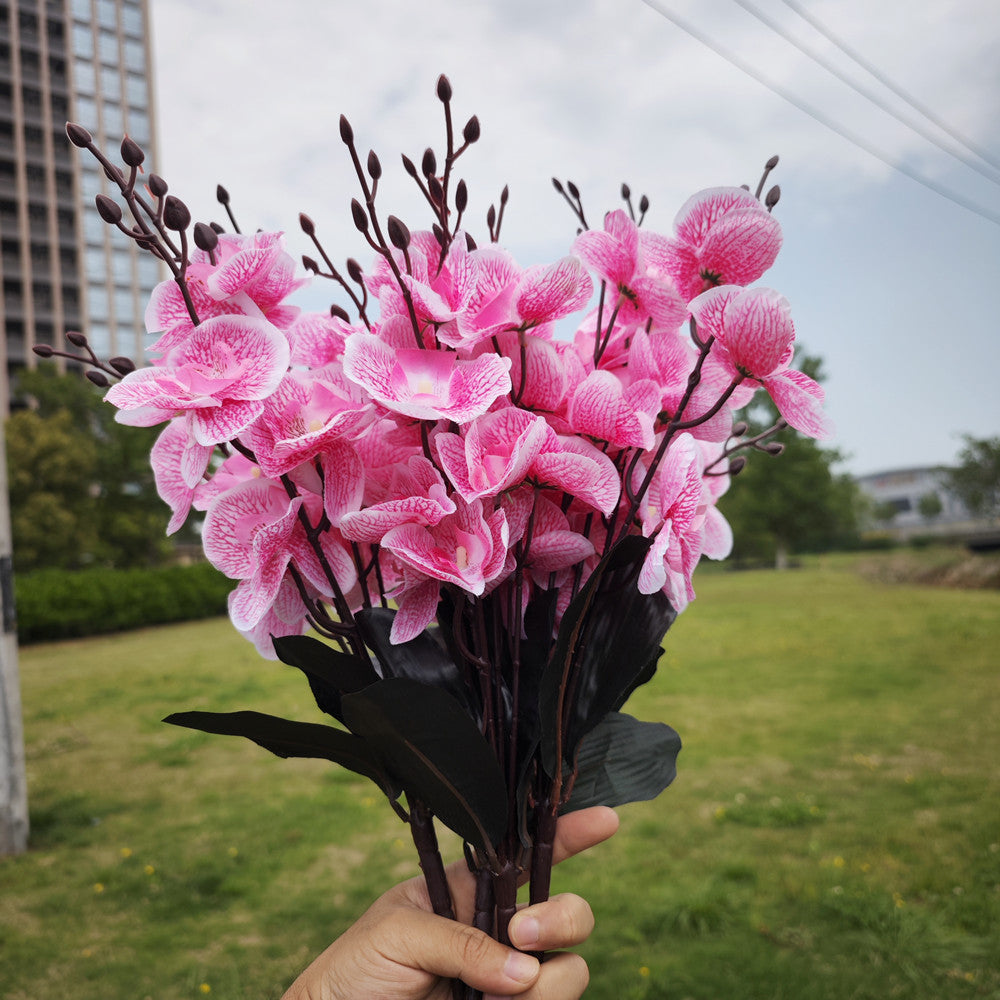 Orquídeas phalaenopsis artificiales con resistencia a los rayos UV de 17" 4 arbustos para jardín, balcón y terraza - Rosa