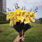 Orquídeas phalaenopsis artificiales con resistencia a los rayos UV de 17" 4 arbustos para jardín, balcón y terraza - Amarillo