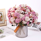 Hortensias artificiales de 11" para decoración de otoño - Rosa