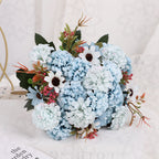 Hortensias artificiales de 11" para decoración de otoño - Rojo
