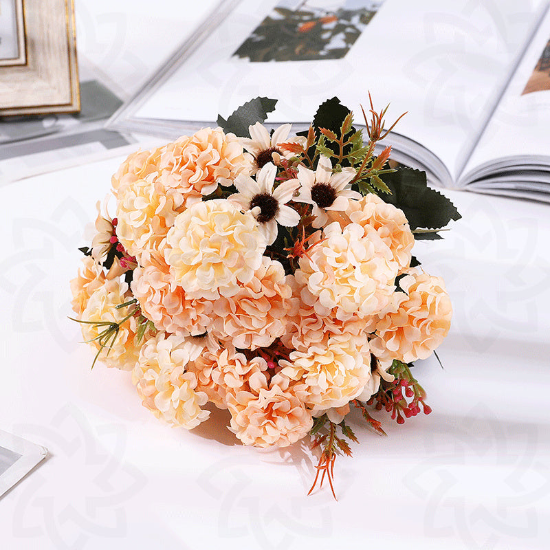 Hortensias artificiales de 11" para decoración de otoño - Morado