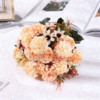 Hortensias artificiales de 11" para decoración de otoño - Morado