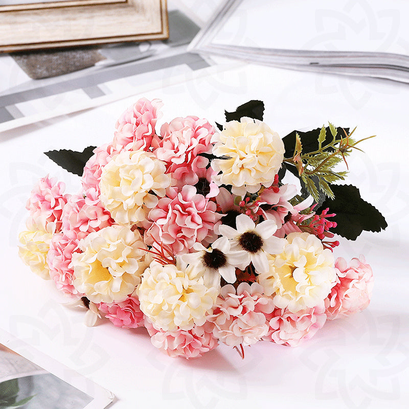 Hortensias artificiales de 11" para decoración de otoño - Coral