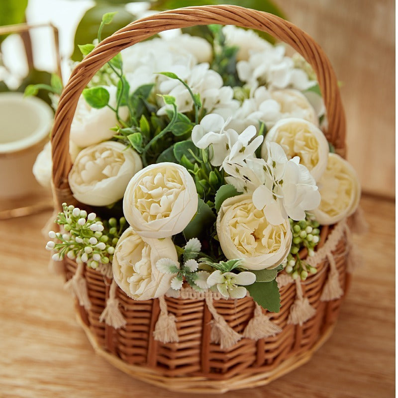 Peonías artificiales de 10" para bodas y eventos - Marfil