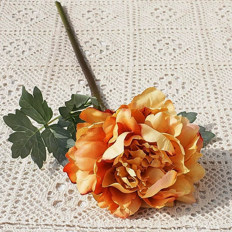 Peonías artificiales de 20.4" para decoración de interiores - Light naranja