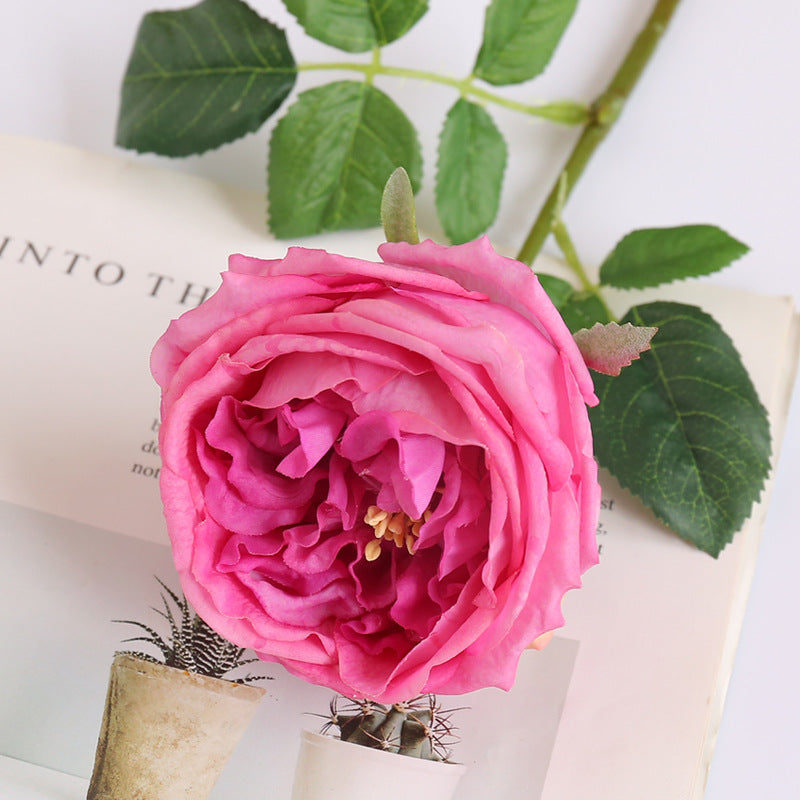 Rosas artificiales con tacto real de 18" para bodas y eventos - Fucsia