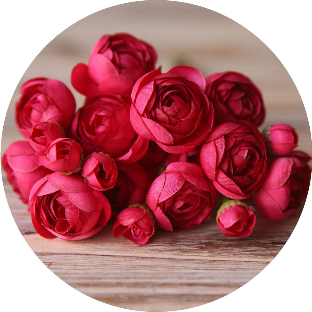 Ranúnculos artificiales de 12" x 5" para bodas y eventos - Autumn crema