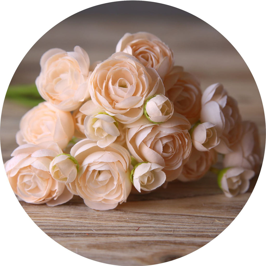 Ranúnculos artificiales de 12" x 5" para bodas y eventos - Autumn rosa