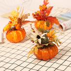 Calabazas artificiales de 6" x 5" 3 piezas para bodas y eventos - Naranja/amarillo