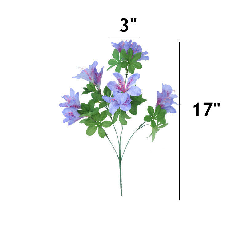Azaleas artificiales con resistencia a los rayos UV de 17" para jardín, balcón y terraza - Morado