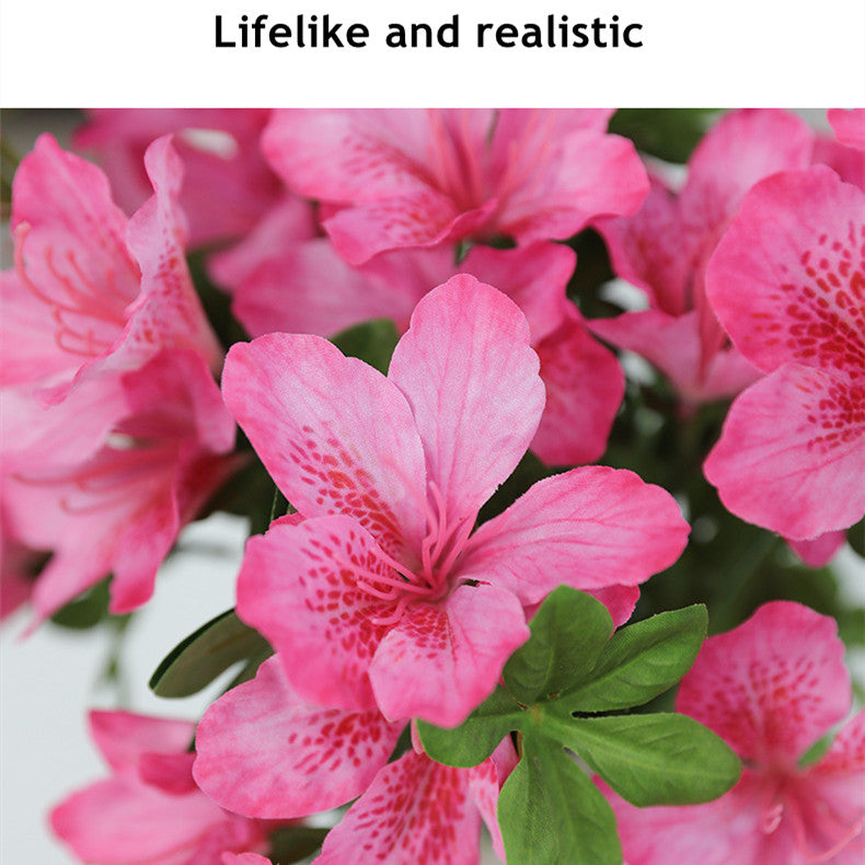 Azaleas artificiales con resistencia a los rayos UV de 17" para jardín, balcón y terraza - Rojo