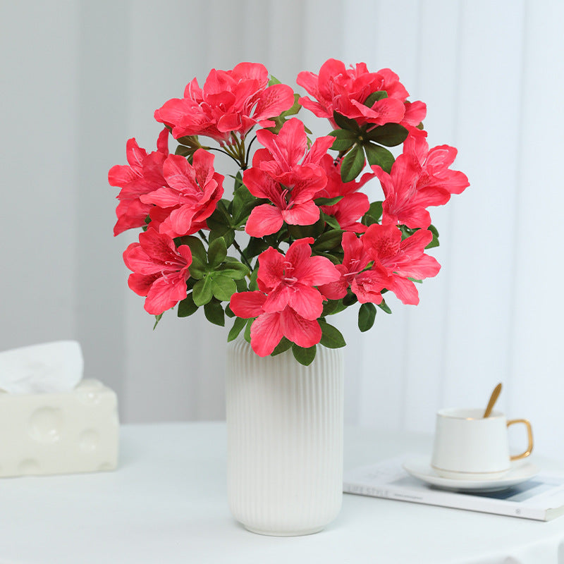 Azaleas artificiales con resistencia a los rayos UV de 17" para jardín, balcón y terraza - Rosa intenso