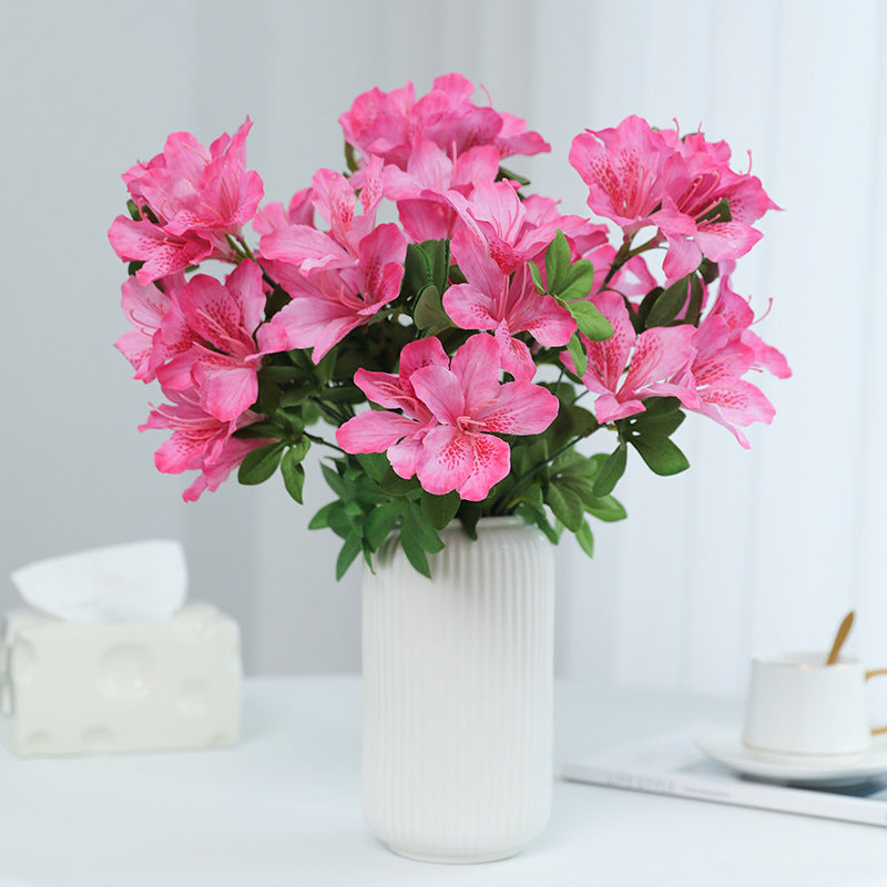 Azaleas artificiales con resistencia a los rayos UV de 17" para jardín, balcón y terraza - Blanco