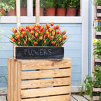 Tulipanes artificiales con resistencia a los rayos UV de 16" x 7" para jardín, balcón y terraza - Amarillo