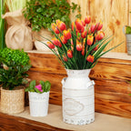 Tulipanes artificiales con resistencia a los rayos UV de 16" x 7" para jardín, balcón y terraza - Morado