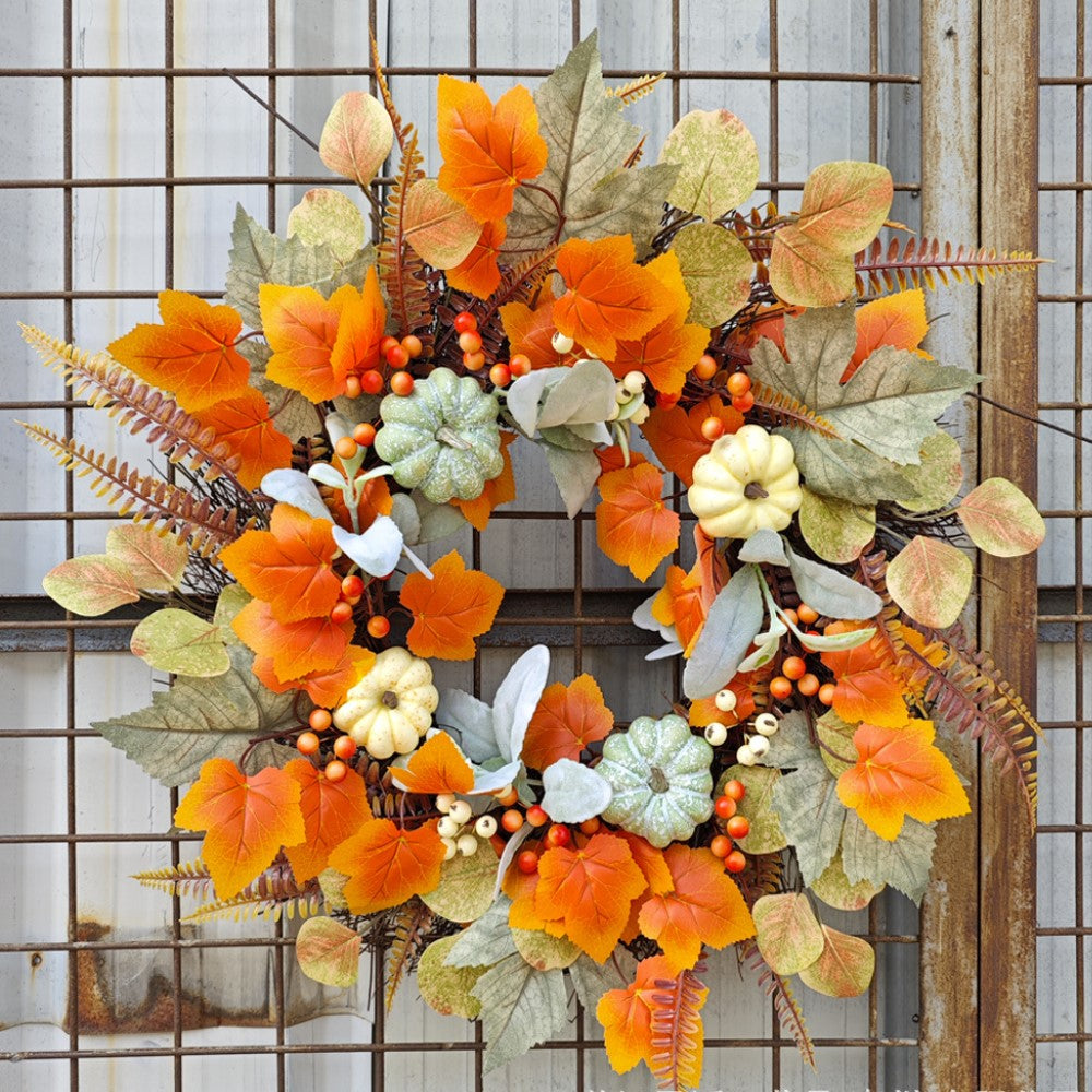 Calabazas artificiales de 17" x 17" para decoración de interiores - Naranja 19.6"