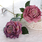 Rosas artificiales de 33" x 6" 3 piezas para bodas y eventos - Degradado dark morado