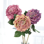 Rosas artificiales de 33" x 6" 3 piezas para bodas y eventos - Crema