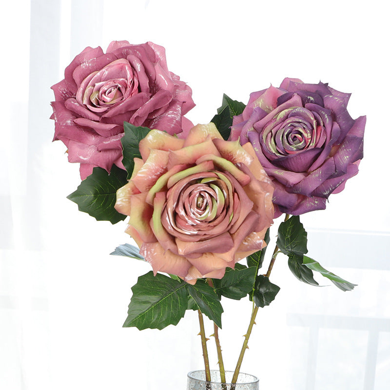 Rosas artificiales de 33" x 6" 3 piezas para bodas y eventos - Crema