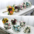 Rosas artificiales de 7" para bodas y eventos - Light champán/azul