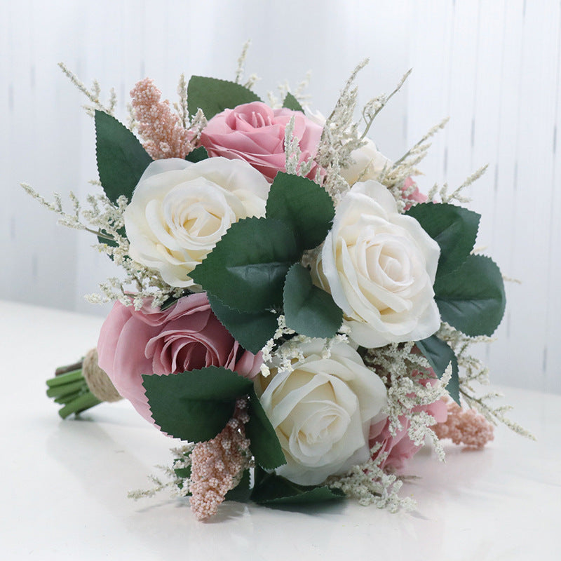 Rosas artificiales de 7" para bodas y eventos - Light champán/burdeos/dusty