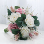 Rosas artificiales de 7" para bodas y eventos - Light champán/burdeos/dusty