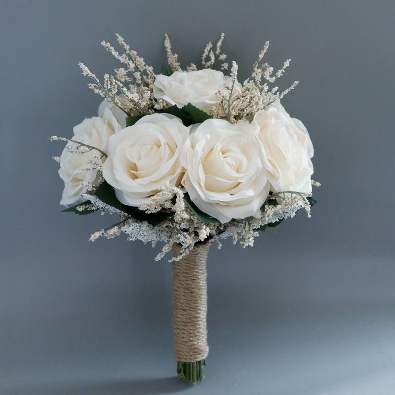 Rosas artificiales de 7" para bodas y eventos - Light champán/morado
