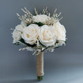 Rosas artificiales de 7" para bodas y eventos - Light champán/morado