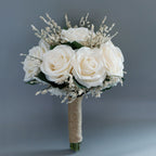 Rosas artificiales de 7" para bodas y eventos - Light champán/morado