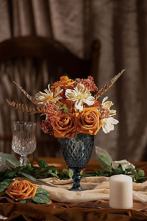 Rosas artificiales de 9" x 3" 25 piezas para bodas y eventos - Dark rosa