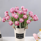 Tulipanes artificiales con resistencia a los rayos UV de 17" x 10" 7 piezas para jardín, balcón y terraza - Crema