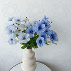 Ranúnculos artificiales de 19" para bodas y eventos - Blanco-azul