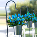 Tulipanes artificiales con resistencia a los rayos UV de 16" x 7" para jardín, balcón y terraza - Azul