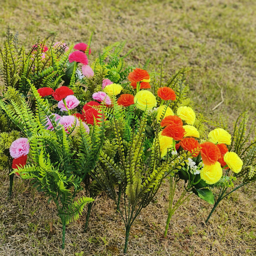 Claveles artificiales con resistencia a los rayos UV de 14" x 6" 16 piezas para jardín, balcón y terraza