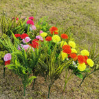 Claveles artificiales con resistencia a los rayos UV de 14" x 6" 16 piezas para jardín, balcón y terraza