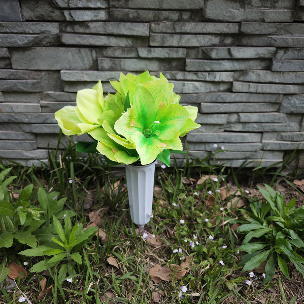 Flores artificiales para cementerio con resistencia a los rayos UV de 15" x 9" para jardín, balcón y terraza - Amarillo