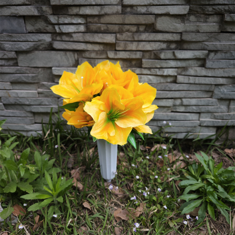 Flores artificiales para cementerio con resistencia a los rayos UV de 15" x 9" para jardín, balcón y terraza
