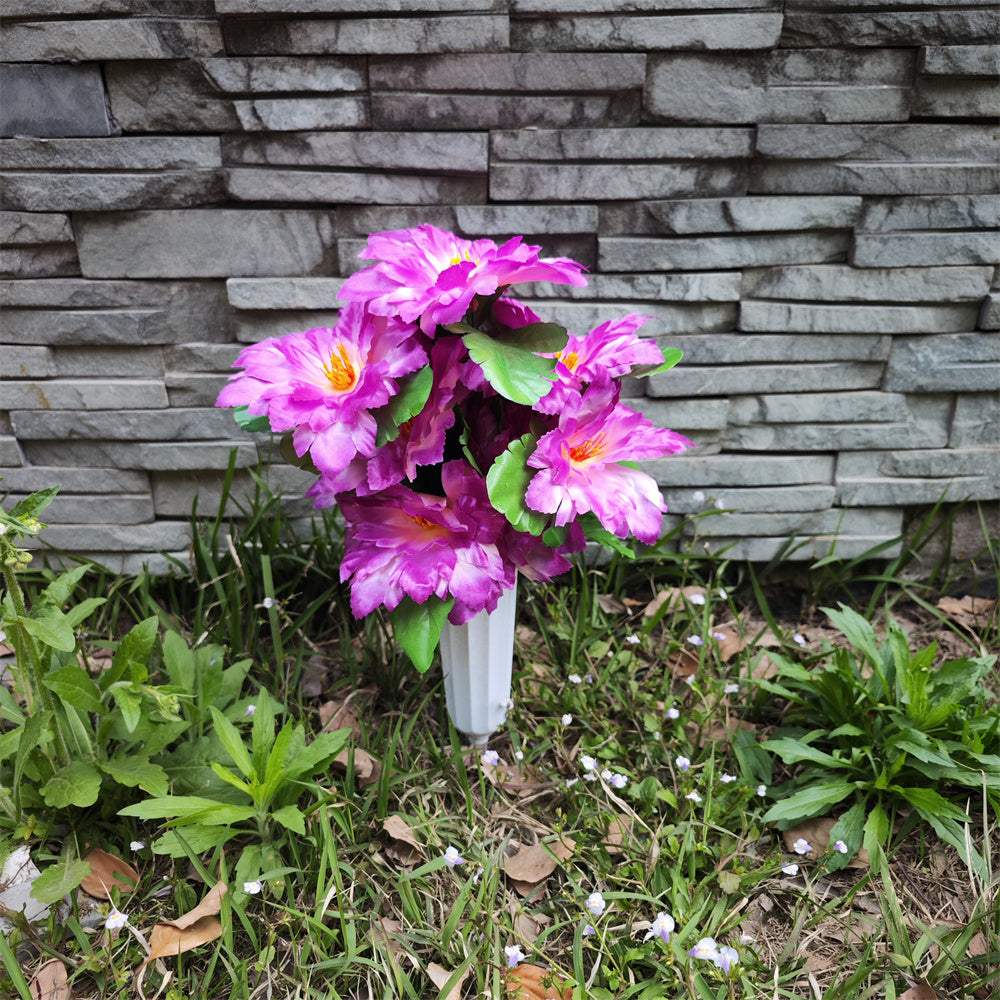 Flores artificiales para cementerio con resistencia a los rayos UV de 16" x 9" para jardín, balcón y terraza - Champán