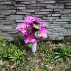Flores artificiales para cementerio con resistencia a los rayos UV de 16" x 9" para jardín, balcón y terraza - Champán