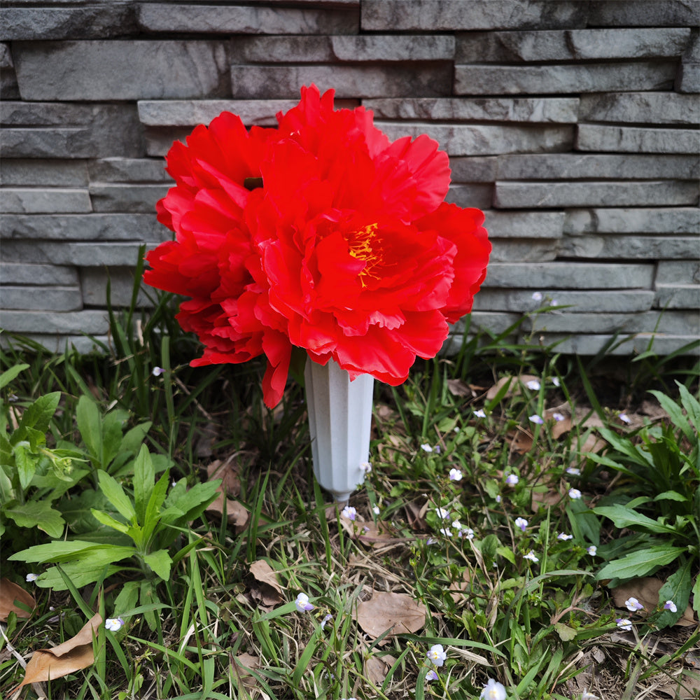 Peonías artificiales con resistencia a los rayos UV de 14" x 9" para jardín, balcón y terraza - Azul