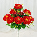 Peonías artificiales de 20" para jardín, balcón y terraza - Rojo