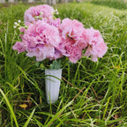 Flores artificiales para cementerio con resistencia a los rayos UV de 15" x 10" para jardín, balcón y terraza - Light morado