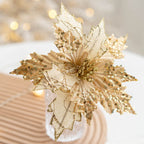 Flores de Pascua artificiales de 9.8" para arreglos florales y proyectos DIY - Plateado