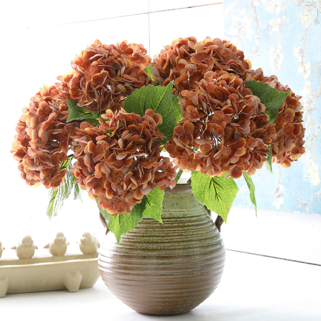 Hortensias artificiales con tacto real de 19" para bodas y eventos - Dusty morado