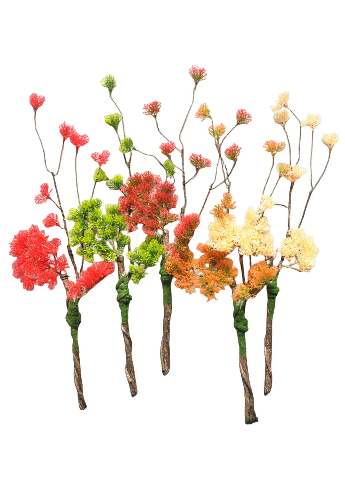 Ramas de pino artificiales de 15" x 6" 5 piezas para bodas y eventos - Champán