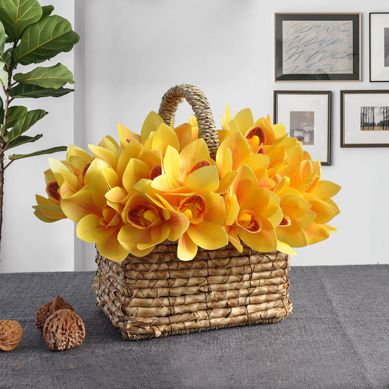 Orquídeas artificiales con tacto real de 10" para bodas y eventos - Amarillo