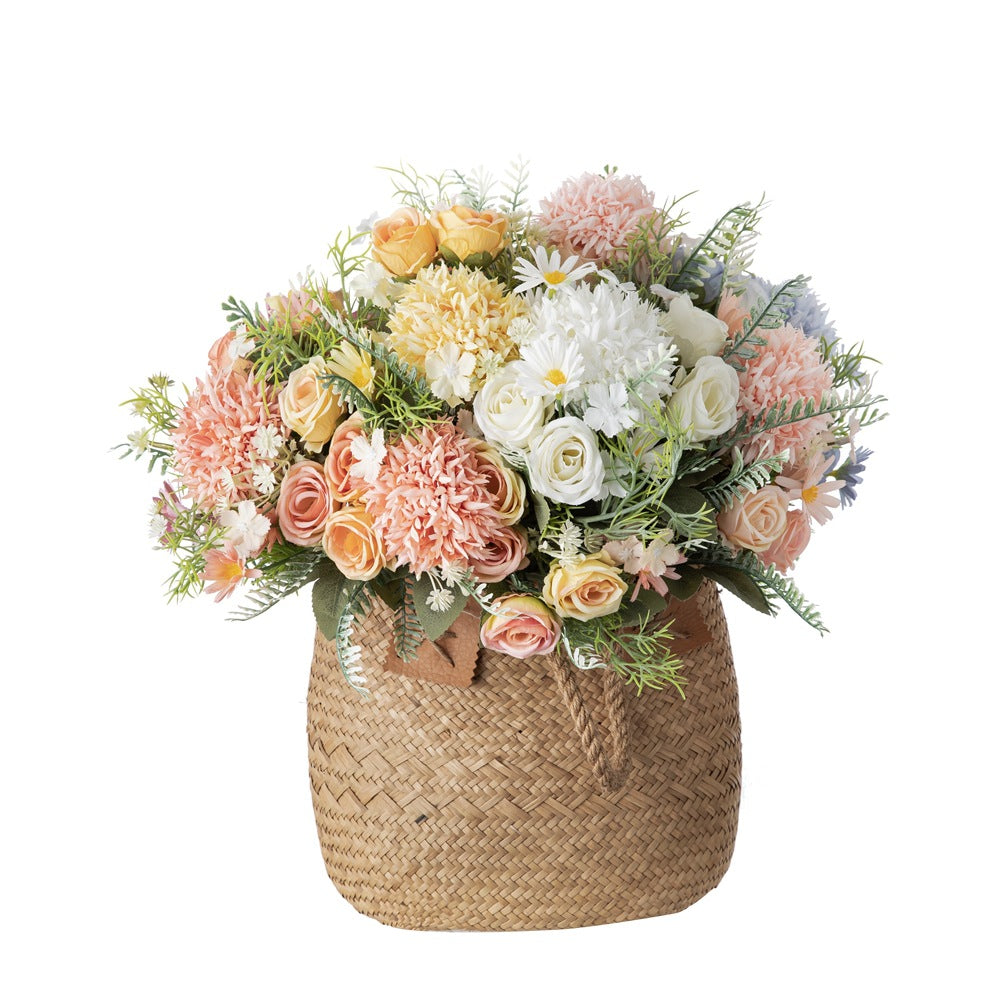 Rosas artificiales con resistencia a los rayos UV de 12" x 6" para jardín, balcón y terraza - Rosa
