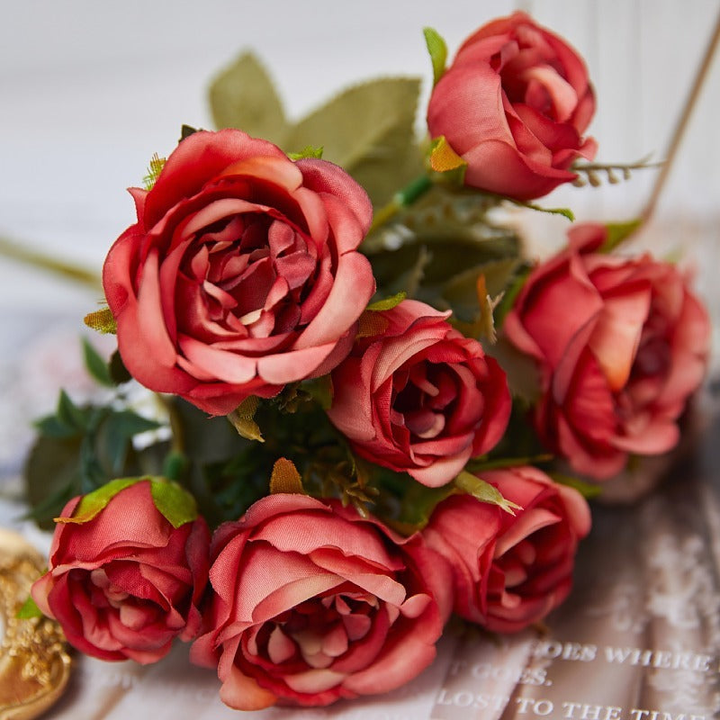Rosas artificiales de 11" para bodas y eventos - Amarillo/verde