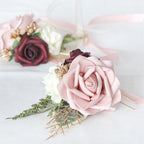 Rosas artificiales de 3" x 3" para bodas y eventos - Cameo/burdeos/marfil